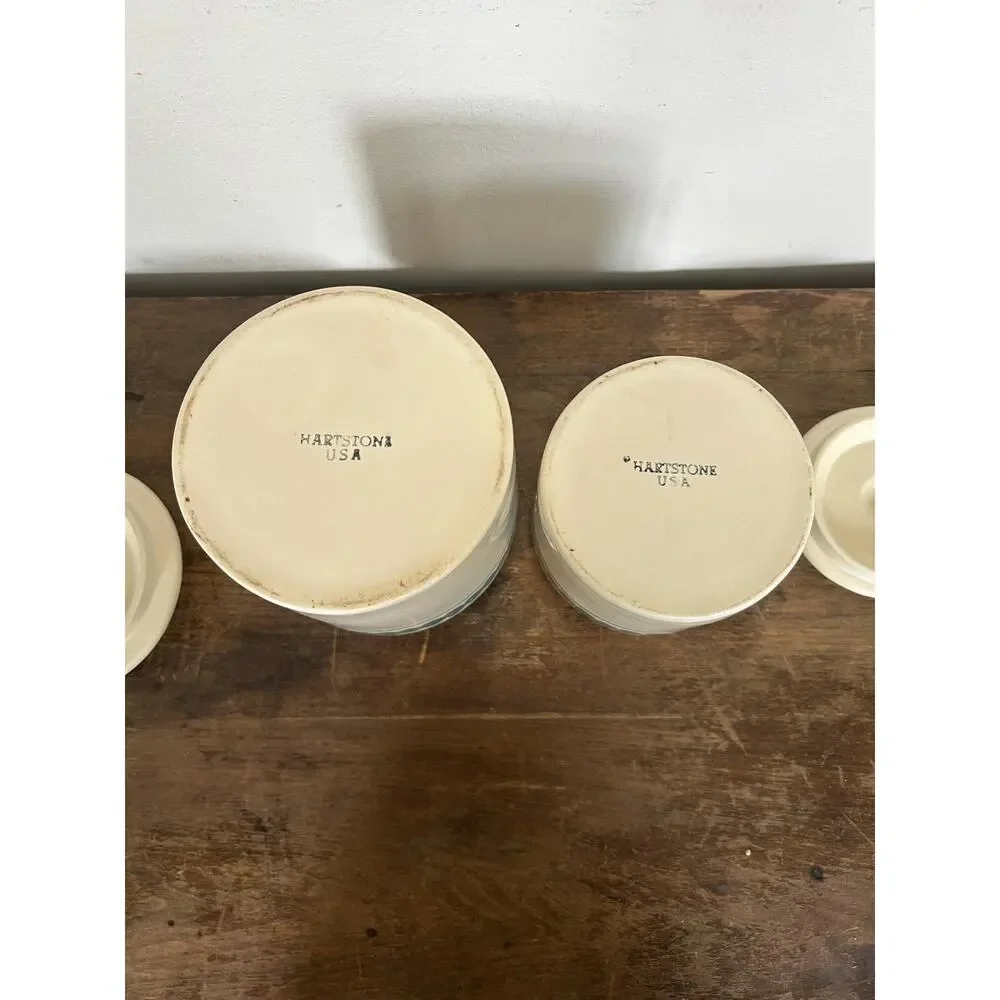 Hartstone Pottery Hand-Painted Leaf Stoneware Canister Set, Kitchen Storage